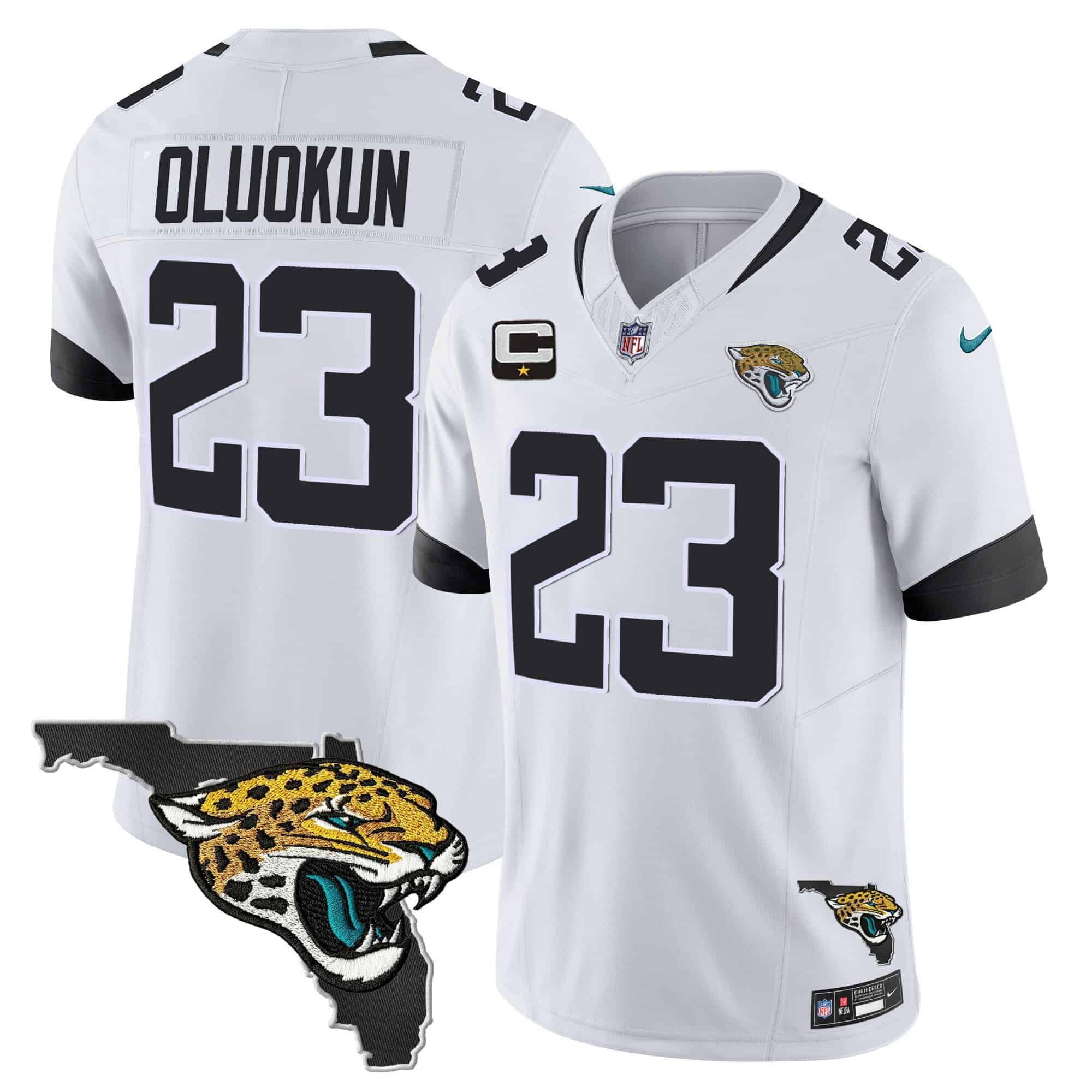 Men Jacksonville Jaguars #23 Oluokun White 2024 Nike Florida Patch Vapor NFL Jersey->indianapolis colts->NFL Jersey